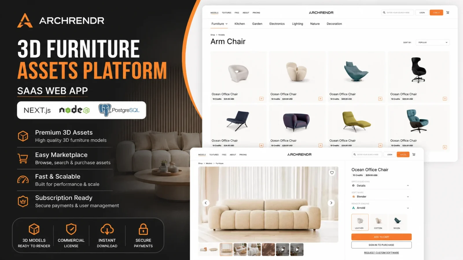 Archblendr – SaaS Platform for 3D Furniture Assets