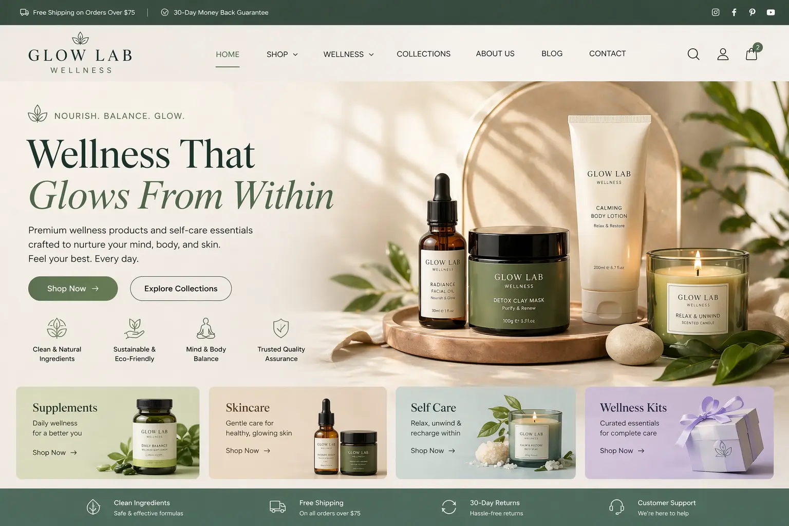 Glow Lab Wellness Shopify Store