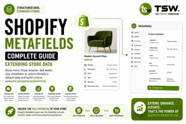 Shopify Metafields guide showing how to extend store data with custom product information and dynamic content